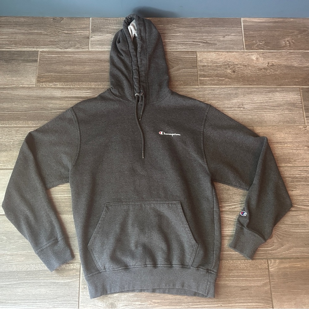 Champion Hoodie Charcoal Gray Pullover Sweatshirt Men's Size Medium Embroidered‎